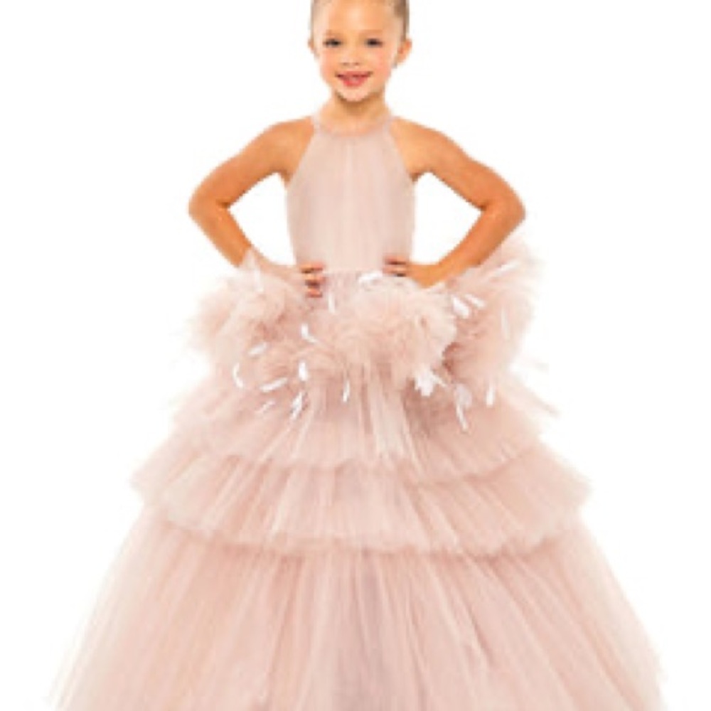 Elegant Layered Tulle Dress in Blush